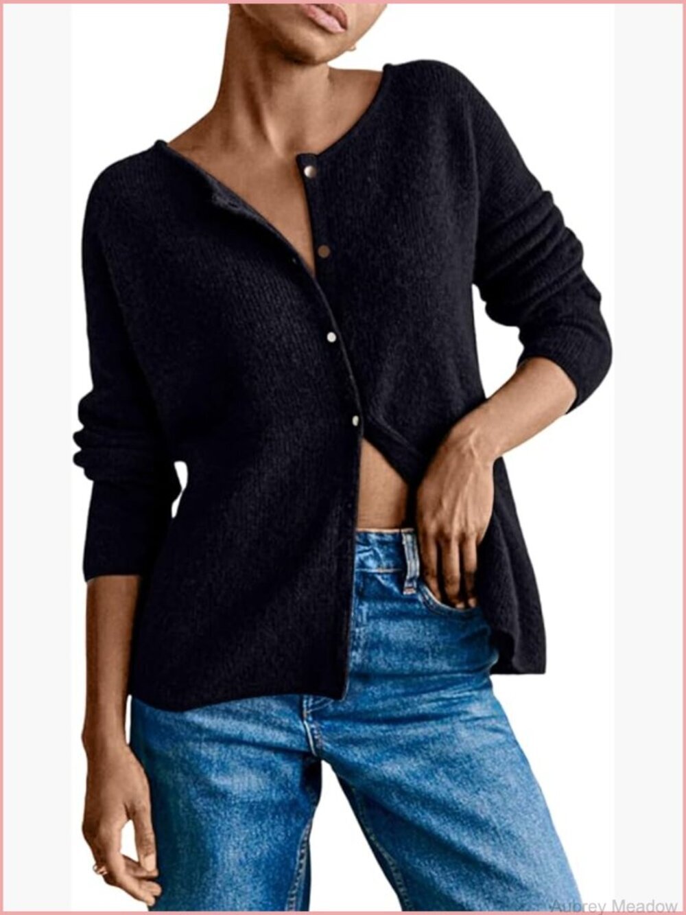 knit cardigan crew neck button down long sleeve sweater lightweight